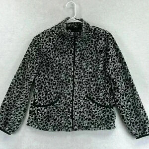 Place Girls Fleece Cheetah Print Jacket Size 14 Black and Gray
